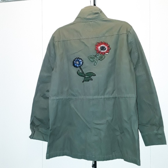 Embellished & Embroidered Olive Green Jacket Coat - Picture 5 of 8